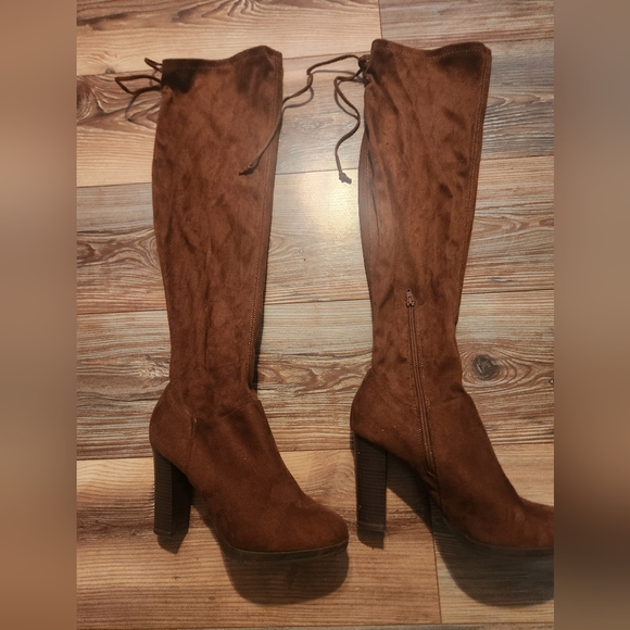 Brown Forever 21 Over The Knee Boots Size 10 - Picture 1 of 6